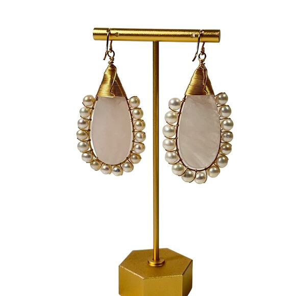 BECK JEWELS Rose Lolita Cultured Freshwater Pearl Drop Earrings In Gold/rose - Picture 2 of 4